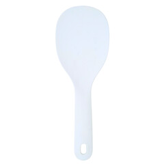 White plastic rice paddle spoon isolated