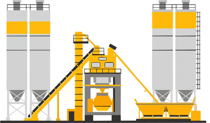 Concrete Batching Plant Industrial Facility isolated on white backround