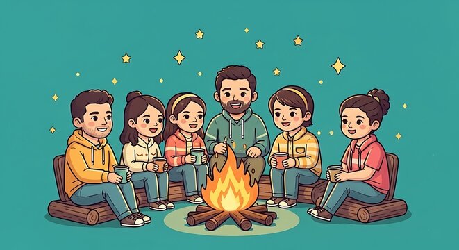 Campfire Stories - A Family Gathering Around the Fire.