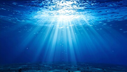 
海 水中 光 光芒 水面 波紋 海底 砂 青 ブルー アクア 深海 神秘的 幻想的 透明感 静寂 広大 潜水 ダイビング 生命