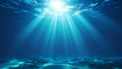 
海 水中 光 光芒 水面 波紋 海底 砂 青 ブルー アクア 深海 神秘的 幻想的 透明感 静寂 広大 潜水 ダイビング 生命