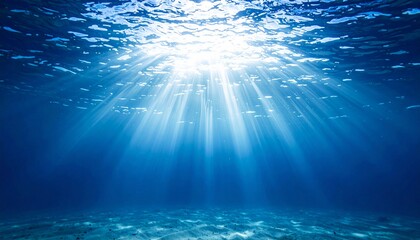 
海 水中 光 光芒 水面 波紋 海底 砂 青 ブルー アクア 深海 神秘的 幻想的 透明感 静寂 広大 潜水 ダイビング 生命