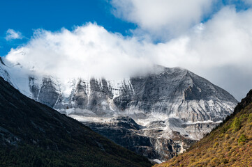 Mount Jambeyang(Yangmaiyong), a famous snow-capped mountain in the eastern part of the Qinghai-Tibet Plateau, Daocheng Yading, Sichuan, China