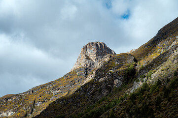Mountain peaks and vegetation landscapes in plateau regions