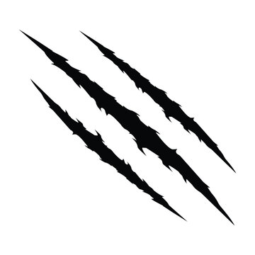 Wild animal claw scratch marks vector &ndash; fierce ripped torn claw slashes isolated on white background