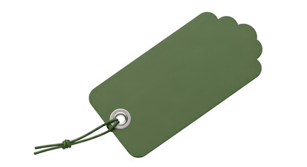A single green gift tag with a scalloped edge, isolated on a transparent background, ready for customization with price or product information