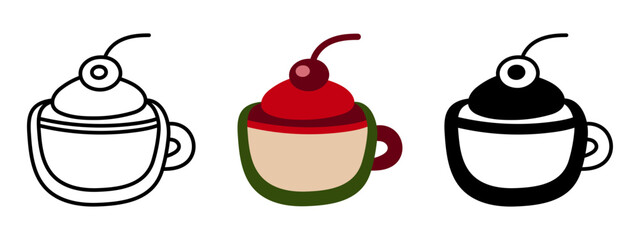 Creative vector illustration of coffee mug with berries