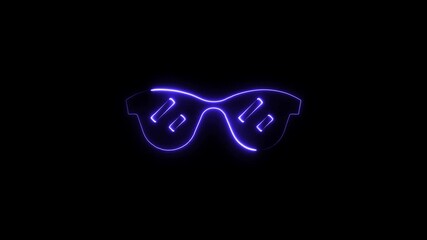 Neon purple outline sunglasses glowing dark background abstract retro style eyewear fashion accessory cool vibe - Powered by Adobe