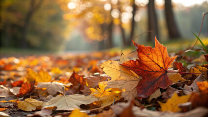 autumn leaves on the ground