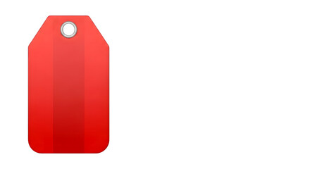 A single red tag isolated on transparent background, representing a label or marker for identification or pricing