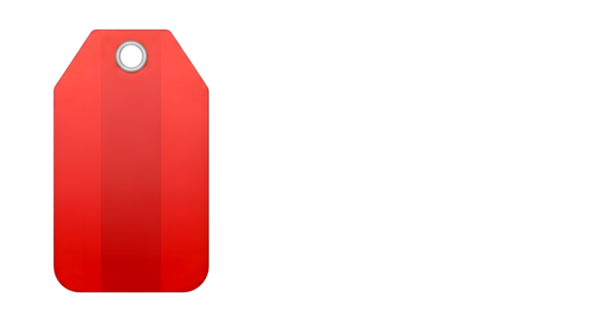 A single red tag isolated on transparent background, representing a label or marker for identification or pricing - Powered by Adobe