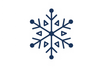 Blue snowflake icon representing winter, cold weather, christmas, frost, and holiday season on transparent background
