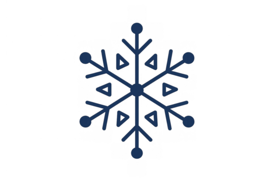 Blue snowflake icon representing winter, cold weather, christmas, frost, and holiday season on transparent background