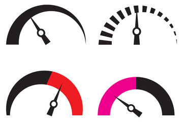 speedometer icons. Performance indicator sign. Car speed. Fast internet speed sign. Rating meter signs.