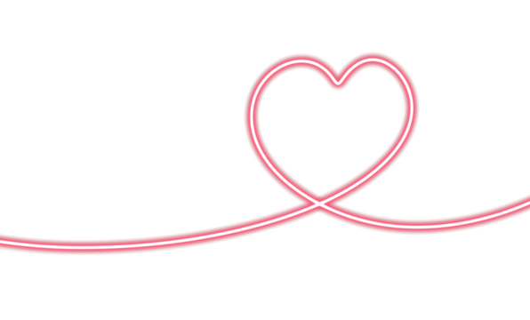 Neon heart line red neon glowing rope transparency background romantic love symbol curve continuous line minimal decorative abstract vector style