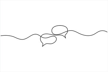 One continuous line drawing of two speech bubbles on a wavy connection line