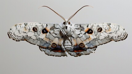 Moth resting on a green leaf with visible wing patterns, captured in natural daylight. The insect displays soft brown and beige colors, showcasing delicate antennae and textured wings in a peaceful ou