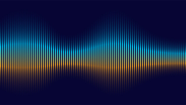 Colorful vertical lines forming a glowing wave pattern resembling radio frequency on a dark background