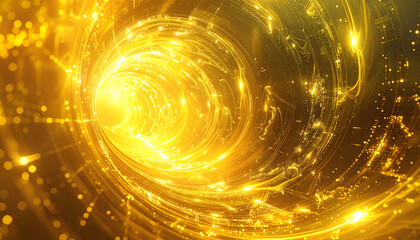 Vibrant Tunnel Structure Composed of Bright Yellow Lights, Creating an Enigmatic and Captivating Illuminated Vortex