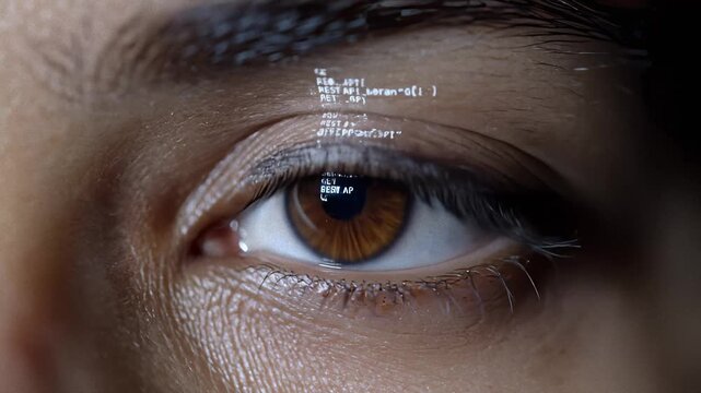 Person's Eye Reflects Code During Software Development Project