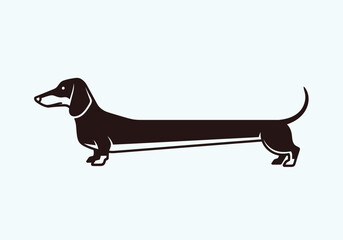 Cartoon illustration of a dachshund dog with a long body.