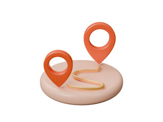 3D Map pin icon isolated on transparent background. Containing location, map marker, address, position, tracking, geolocation, place and more. Navigation icon. Location symbol. 3d render illustration