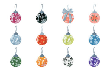 Christmas balls vector set. Different christmas balls collection. New year toy decoration