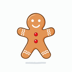 Obraz premium Minimalist Gingerbread Man Christmas Cookie Flat Vector Icon