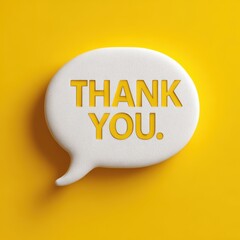 Thank you text inside a speech bubble on a yellow background