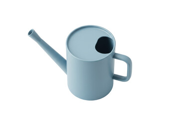 Isolated blue watering can, tool for watering flowers, garden care, domestic gardening tool