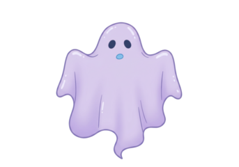 Isolated ghostly character floating in the air with a cute and spooky look for Halloween