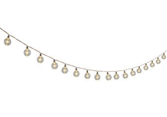 Isolated string lights with small round bulbs for parties and festive decoration