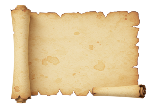 Isolated Ancient Scroll Paper Parchment Texture Design Template Mockup Antiquity Old Style