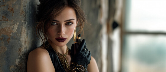 Luxury Fragrance Editorial Model - Perfume Gold Jewelry - Beauty Art