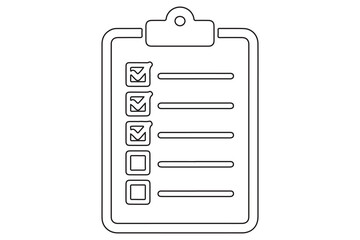 Continuous one line drawing of checklist clipboard icon minimal outline illustration
