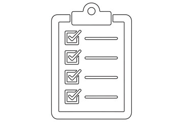 Continuous one line drawing of checklist clipboard icon minimal outline illustration
