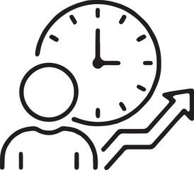 Productivity and Time Management Icon: Efficiency Symbol in Black Silhouette