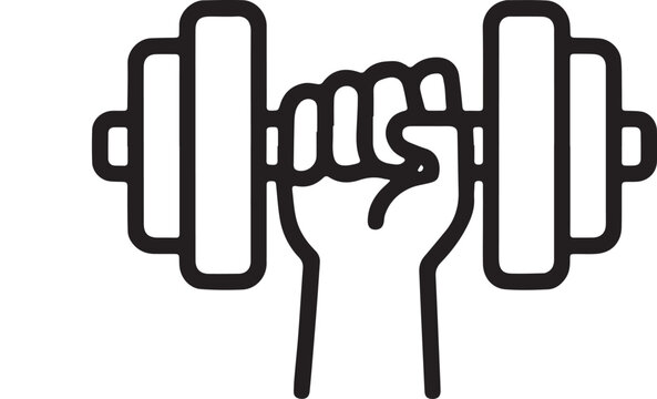 Weightlifting Hand Gripping Dumbbell for Strength Training, Fitness Workout Hand Holding Weights, Isolated Vector Illustration