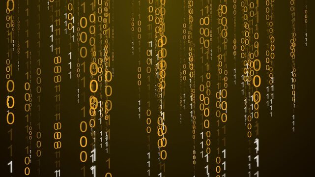 Warm Orange Binary Code Digital Data Rain Background