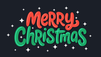 Fototapeta premium Merry Christmas Hand Lettering. Festive background design