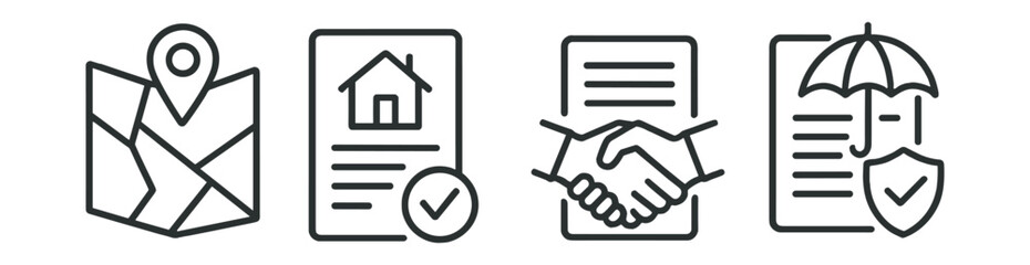 Series of four images that are all related to the concept of a contract