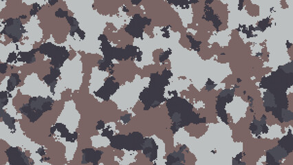 Abstract geometric camouflage background featuring irregular blocks in desert forest and stone color palette
