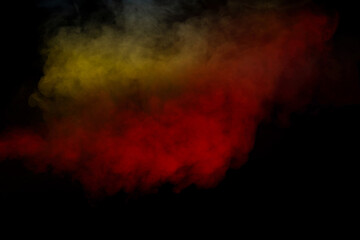 Orange and red steam on a black background.
