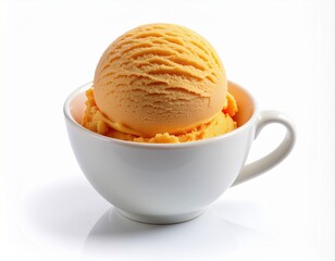 Fresh yellow Ice Cream Scoop on cup