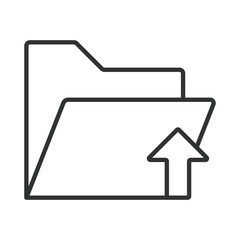 Upload folder icon in line design. folder, upload, files, directory, documents, data, storage, archive on white background vector. Upload folder editable stroke icon