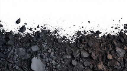 Dark Coal's Edge: A stark contrast between a rough terrain of dark coal and the negative space above, offering a glimpse into the raw power and texture of this fossil fuel.