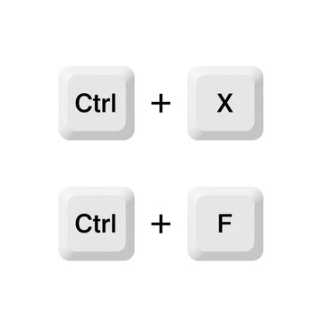 Keyboard shortcuts for editing on a transparent backdrop, using Ctrl X and Ctrl F combination keys