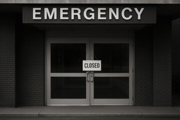 Emergency and closed signs create a quiet and calm atmosphere reflecting care and safety in a hospital environment