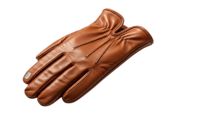 Stylish brown leather glove isolated on transparent background accessory for cold weather