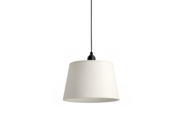 White pendant lamp offering modern lighting, suspended fixture for interior design and home decor on transparent background